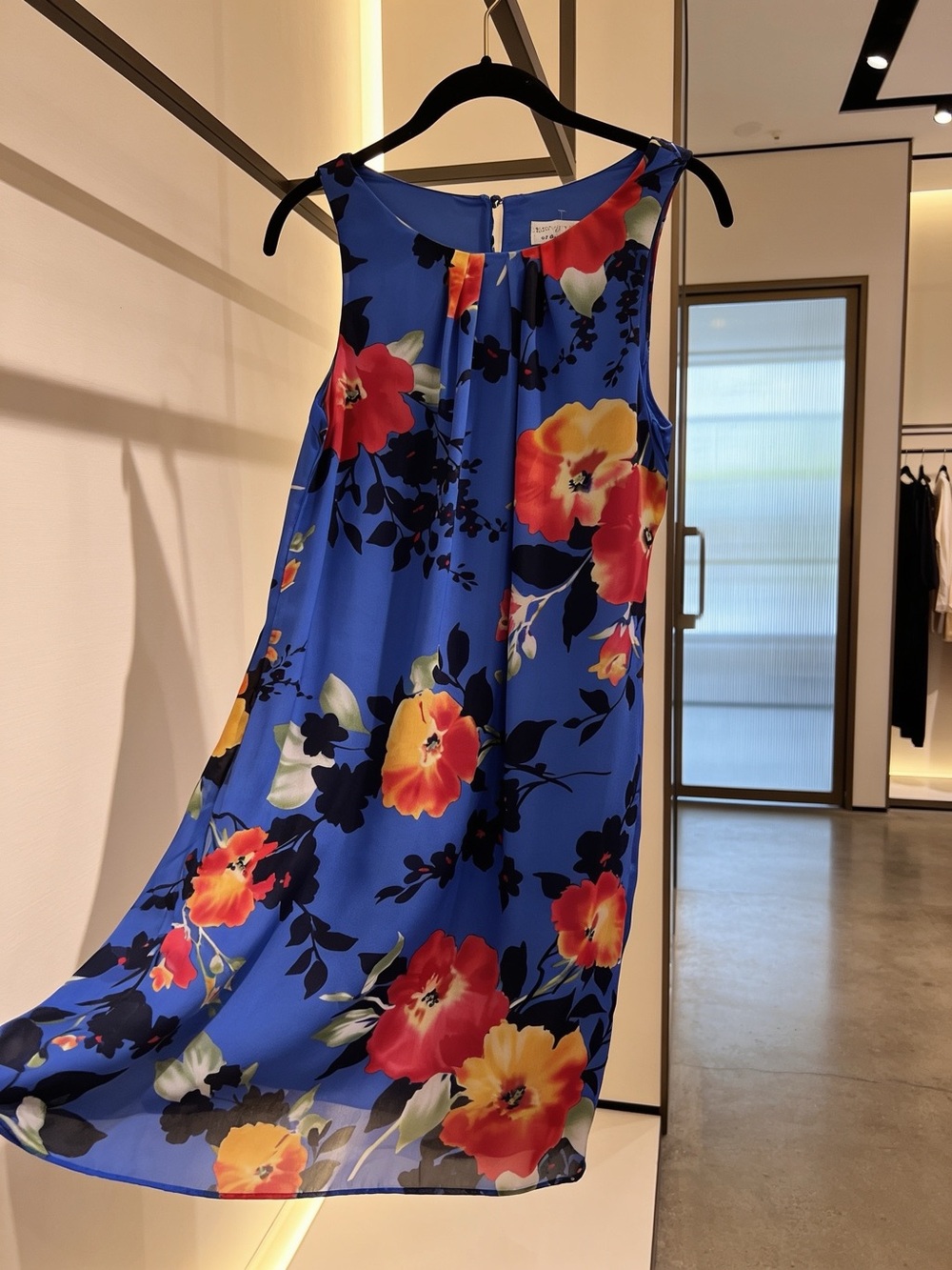 Signature by Robbie Bee Blue Floral Sleeveless Mini Dress